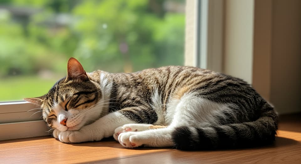ぽかぽかスポット?冬に床で寝る理由