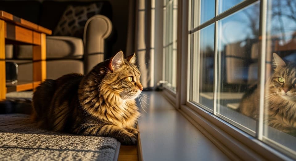飼い猫が窓越しの野良猫に反応するのはなぜ?
